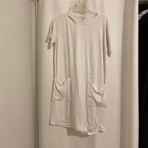 White ripped tshirt dress